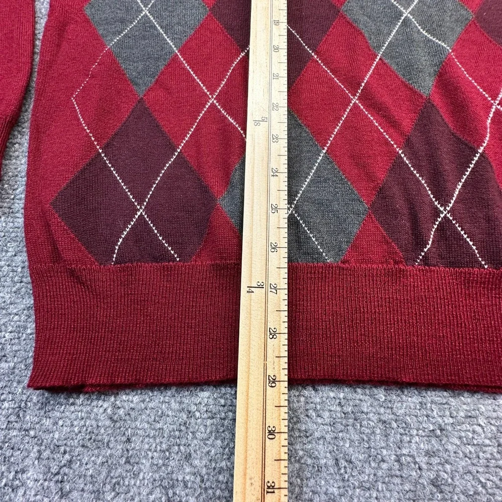 INC International Concepts Argyle‎ Sweater Mens XXL Red Merino Wool Blend